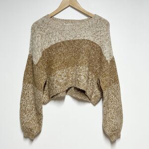 ELODIE STRIPE MARLED CROP SWEATER IN IVORY COMBO Sz M